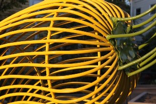 Photo of sculpture at Lopez Avenue Community Garden by Mark Jaquith