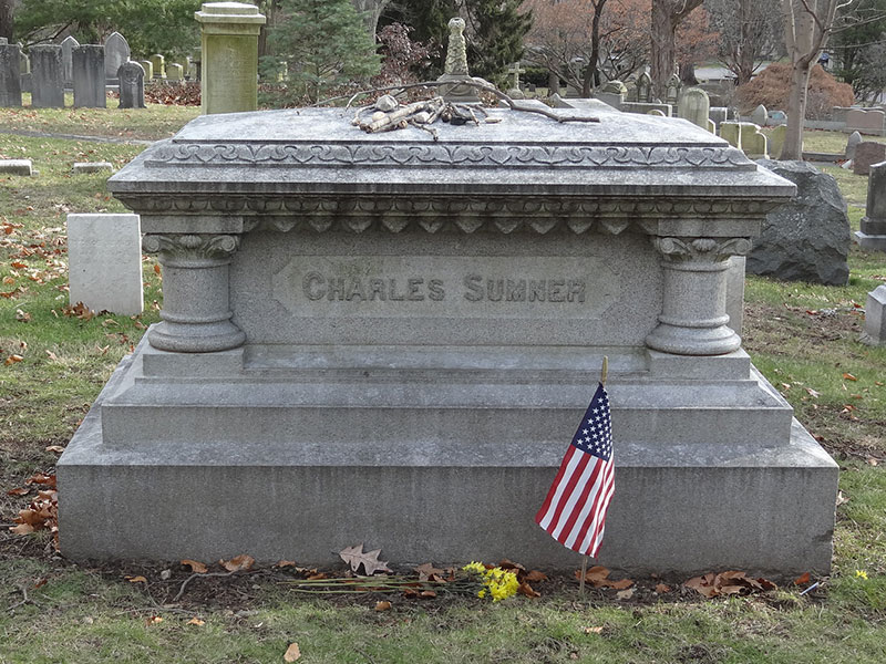 Charles Sumner Grave - Mount Auburn Cemetery
